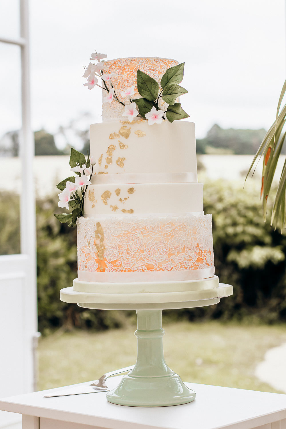Watercolour Cake Peach Tropical Bohemian Wedding Kate Boston