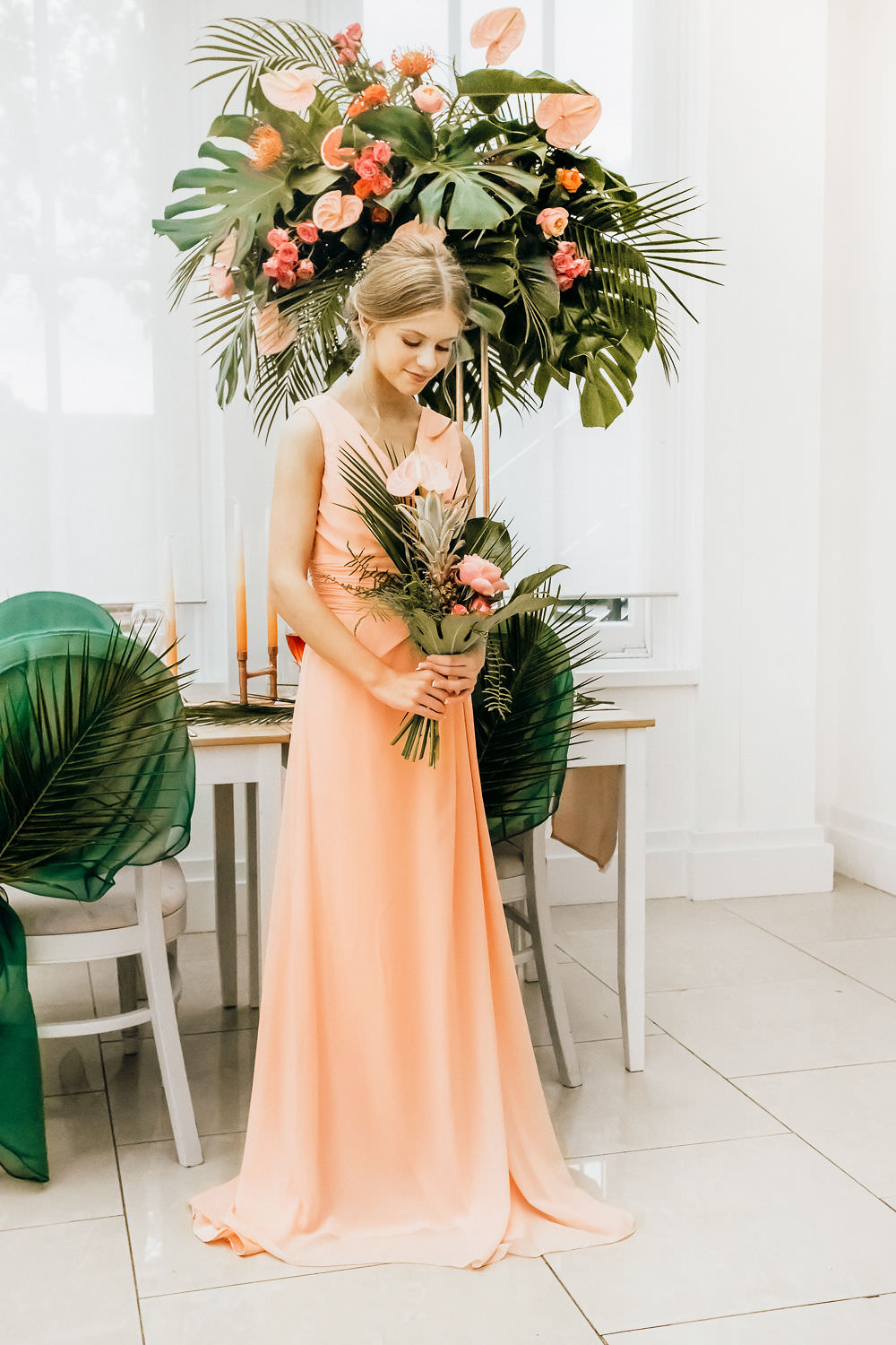 Bridesmaid Bridesmaids Dress Dresses Coral Tropical Bohemian Wedding Kate Boston