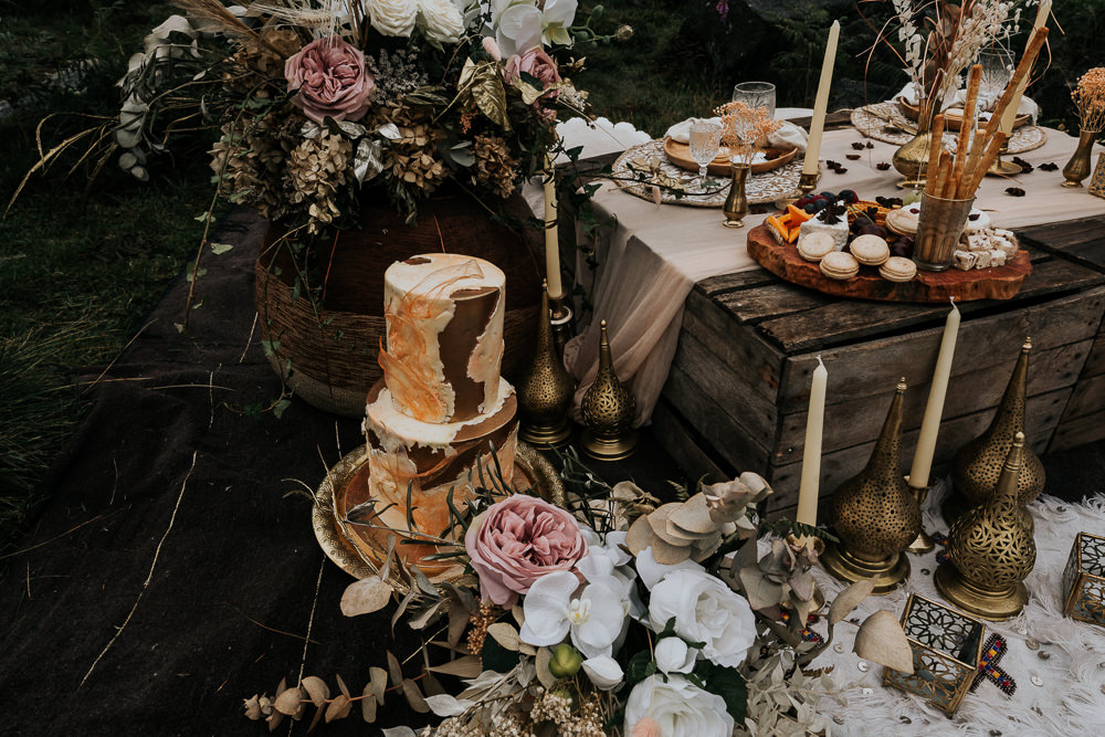 Picnic Table Set Up Decor UK Boho Elopement Jenny Appleton