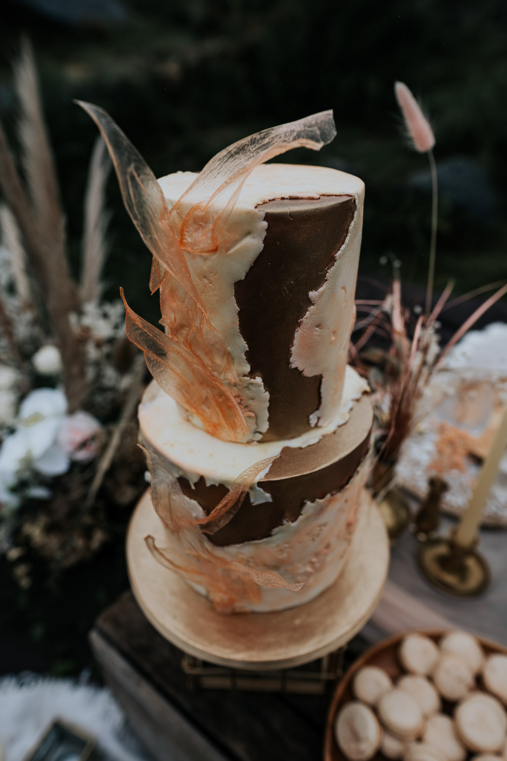 Modern Gold Cake UK Boho Elopement Jenny Appleton