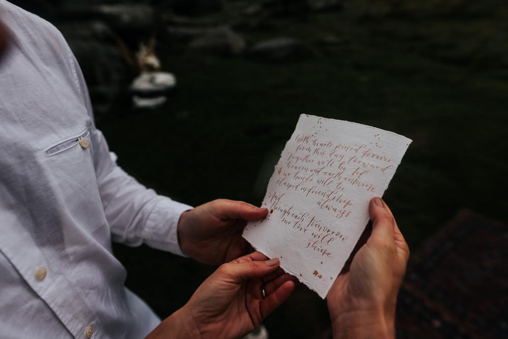Hand Written Vows UK Boho Elopement Jenny Appleton