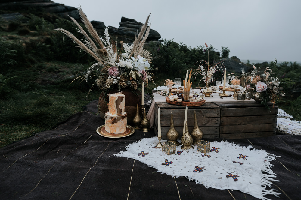 Picnic Table Set Up Decor UK Boho Elopement Jenny Appleton