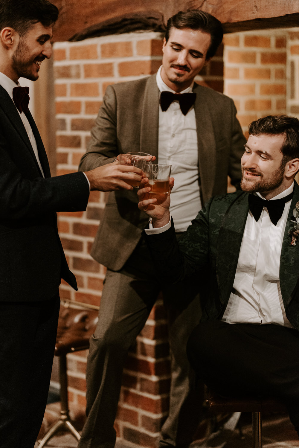 Groom Suit Print Jacket Bow Tie Groomsmen Autumn Wedding Colours Laura Williams Photography