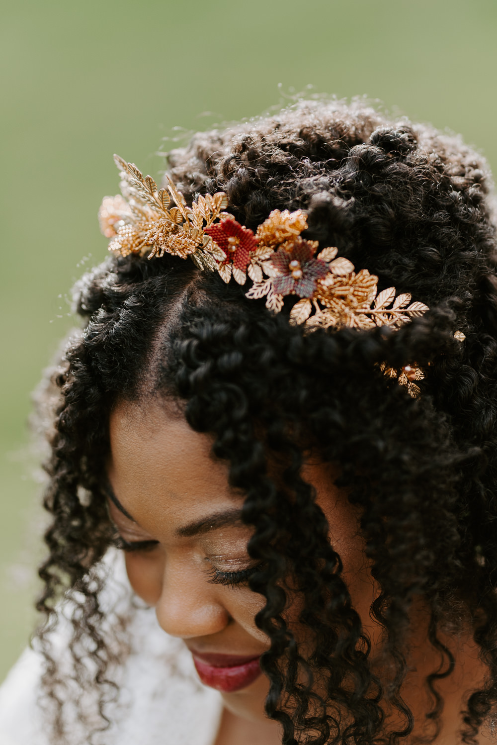 Bride Bridal Hairpiece Autumn Wedding Colours Laura Williams Photography