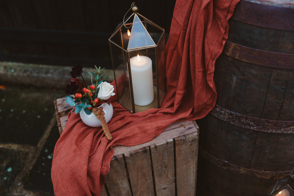 Decor Wooden Crate Flowers Candle Autumn Wedding Colours Lori Loves Photography