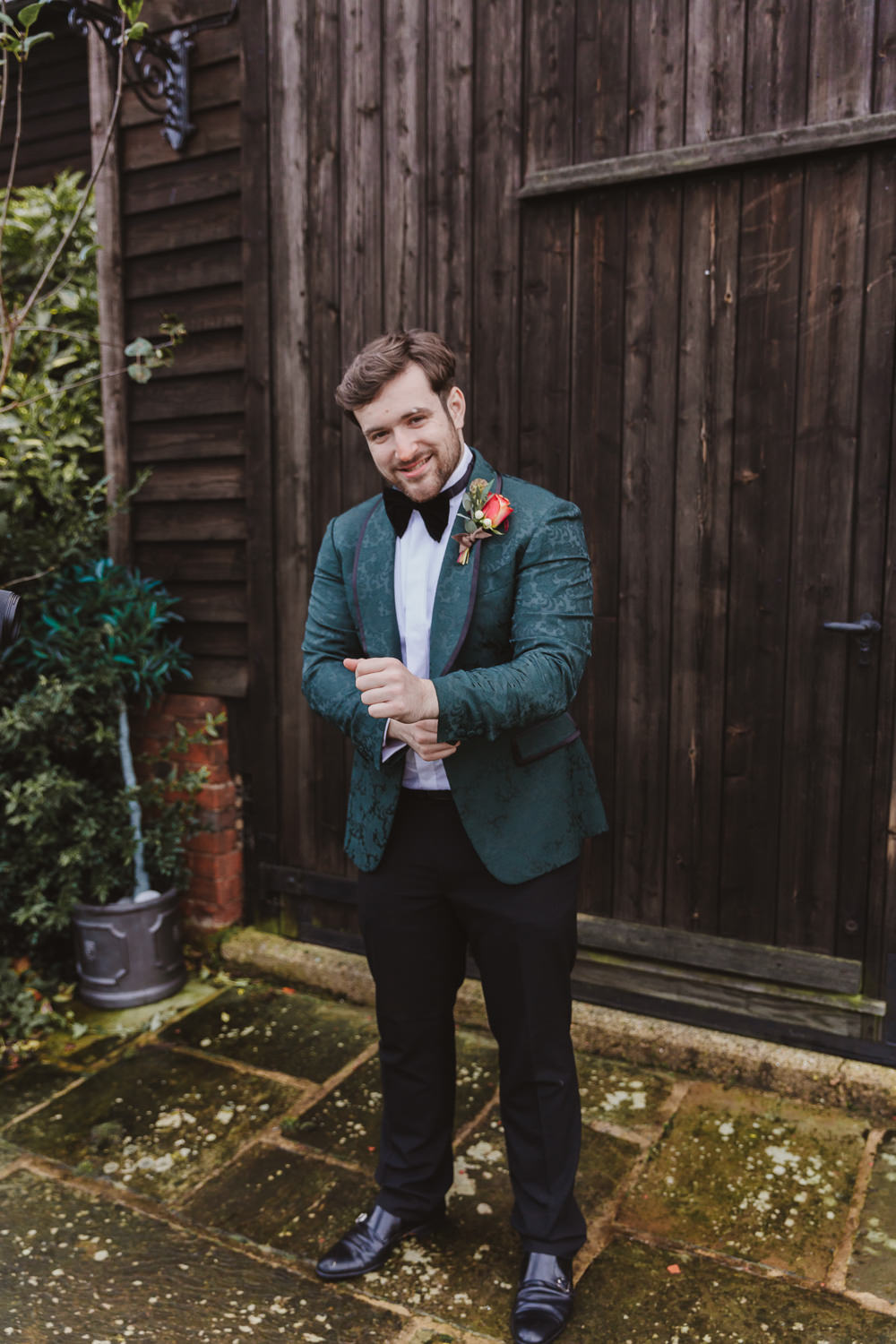 Groom Suit Print Jacket Bow Tie Autumn Wedding Colours Lori Loves Photography