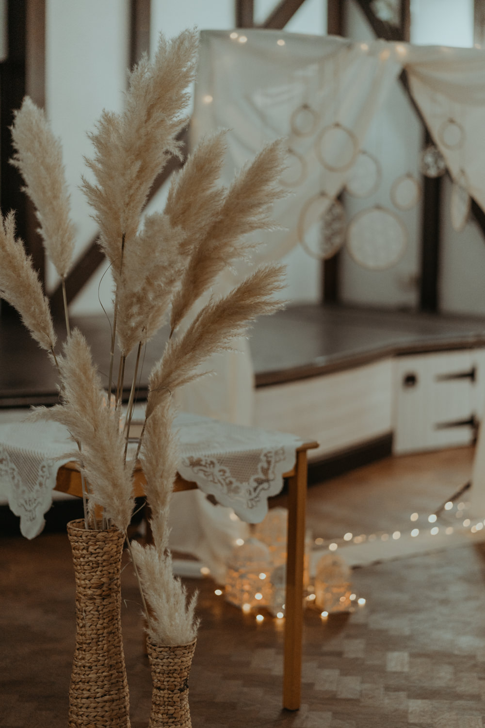 Pampas Grass Decor Barn Didcot Wedding Jen Marino Photography
