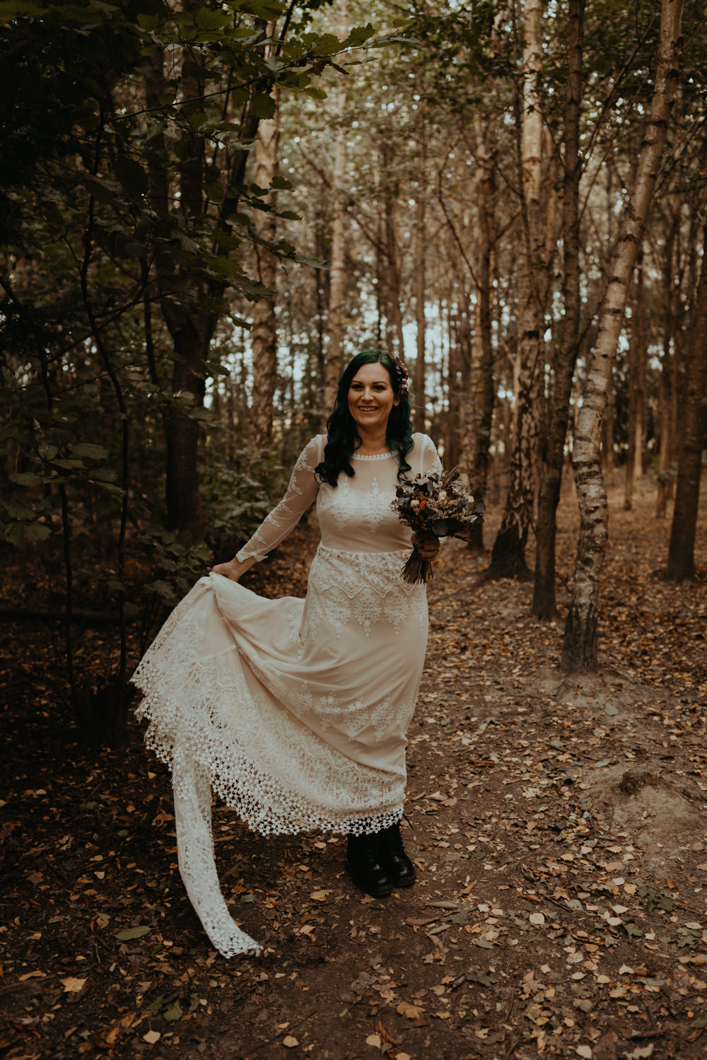 Dress Gown Bride Bridal Lace Long Sleeves Train Dreamers and Lovers Barn Didcot Wedding Jen Marino Photography