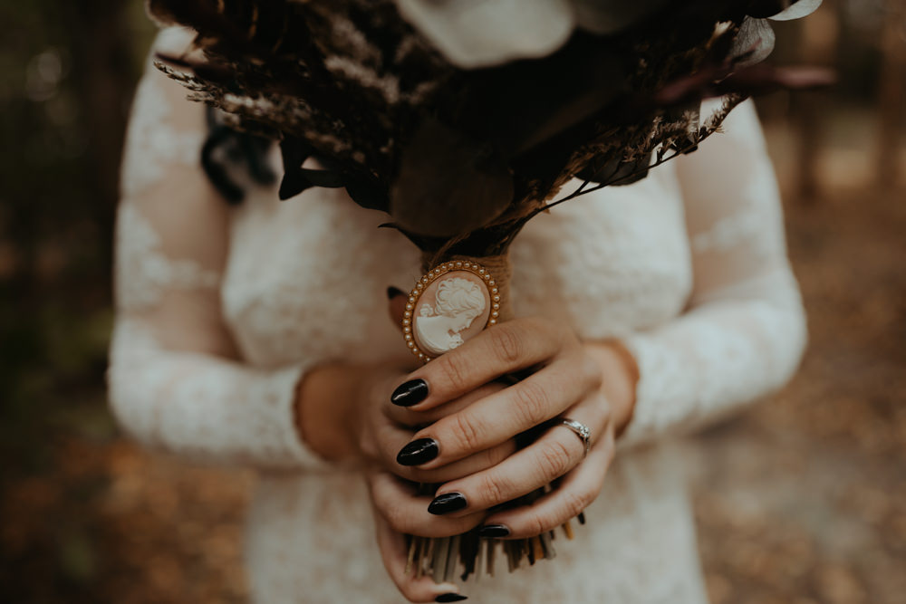 Bouquet Flowers Bride Bridal Eucalyptus Broach Manicure Barn Didcot Wedding Jen Marino Photography