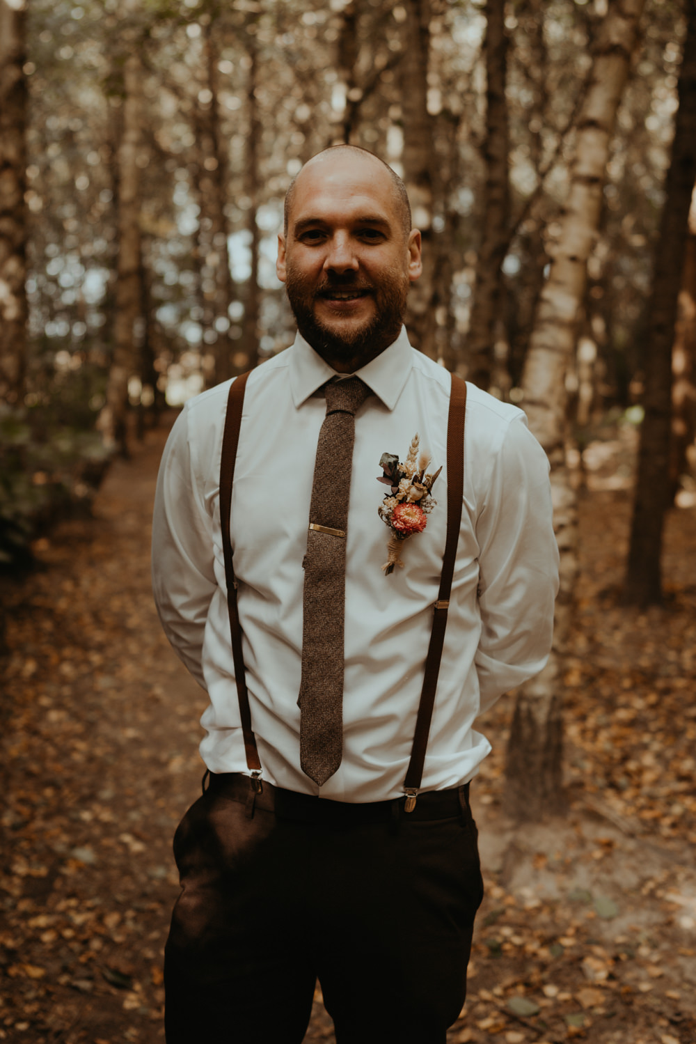Groom Trousers Braces Skinny Tie Barn Didcot Wedding Jen Marino Photography