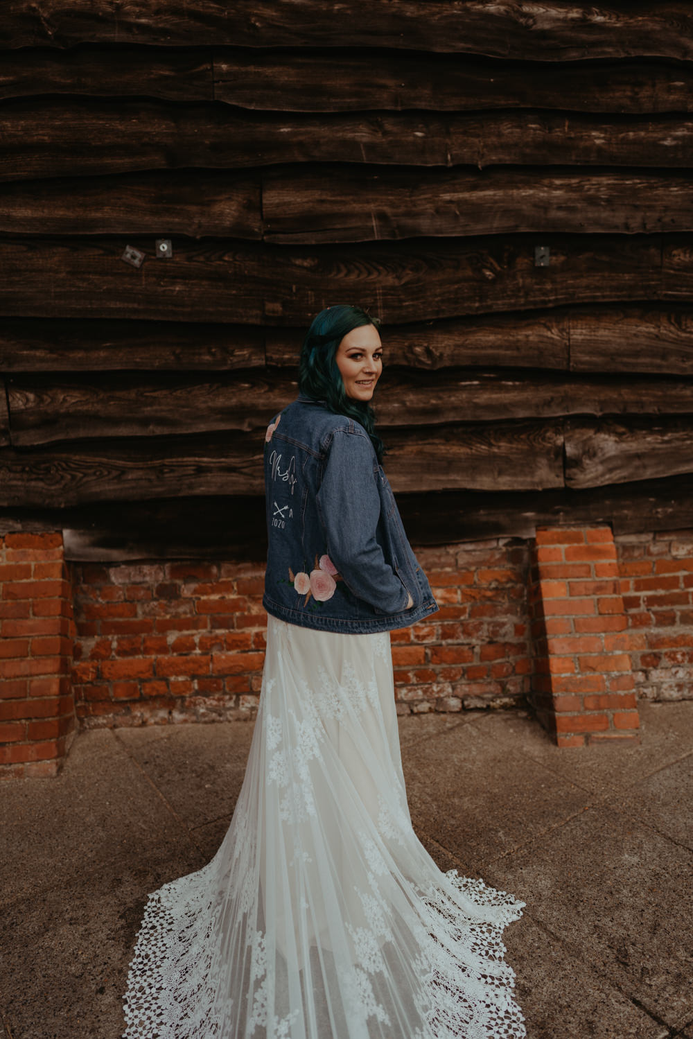 Painted Denim Jacket Bride Bridal Barn Didcot Wedding Jen Marino Photography