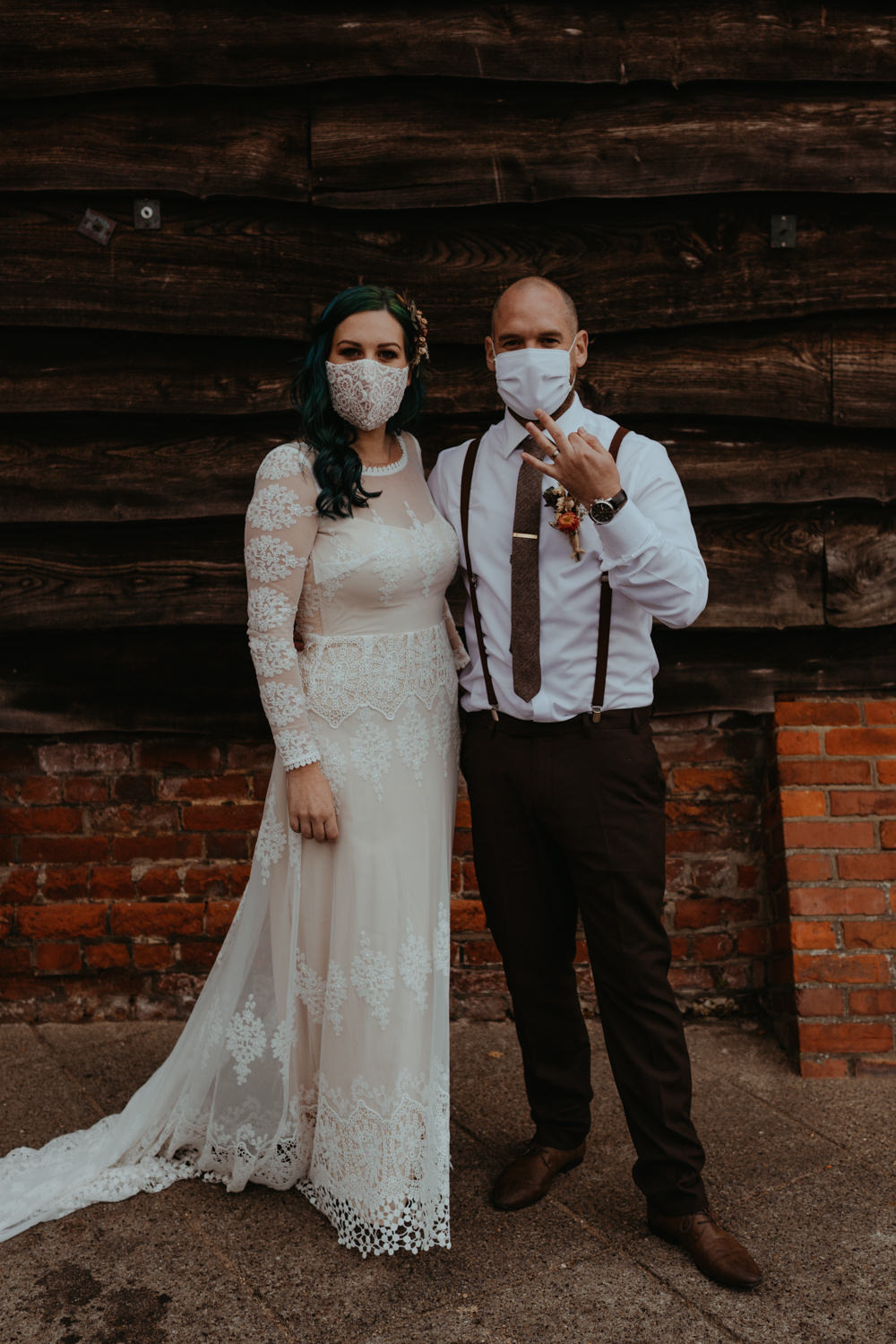 Face Masks Bride Groom Barn Didcot Wedding Jen Marino Photography