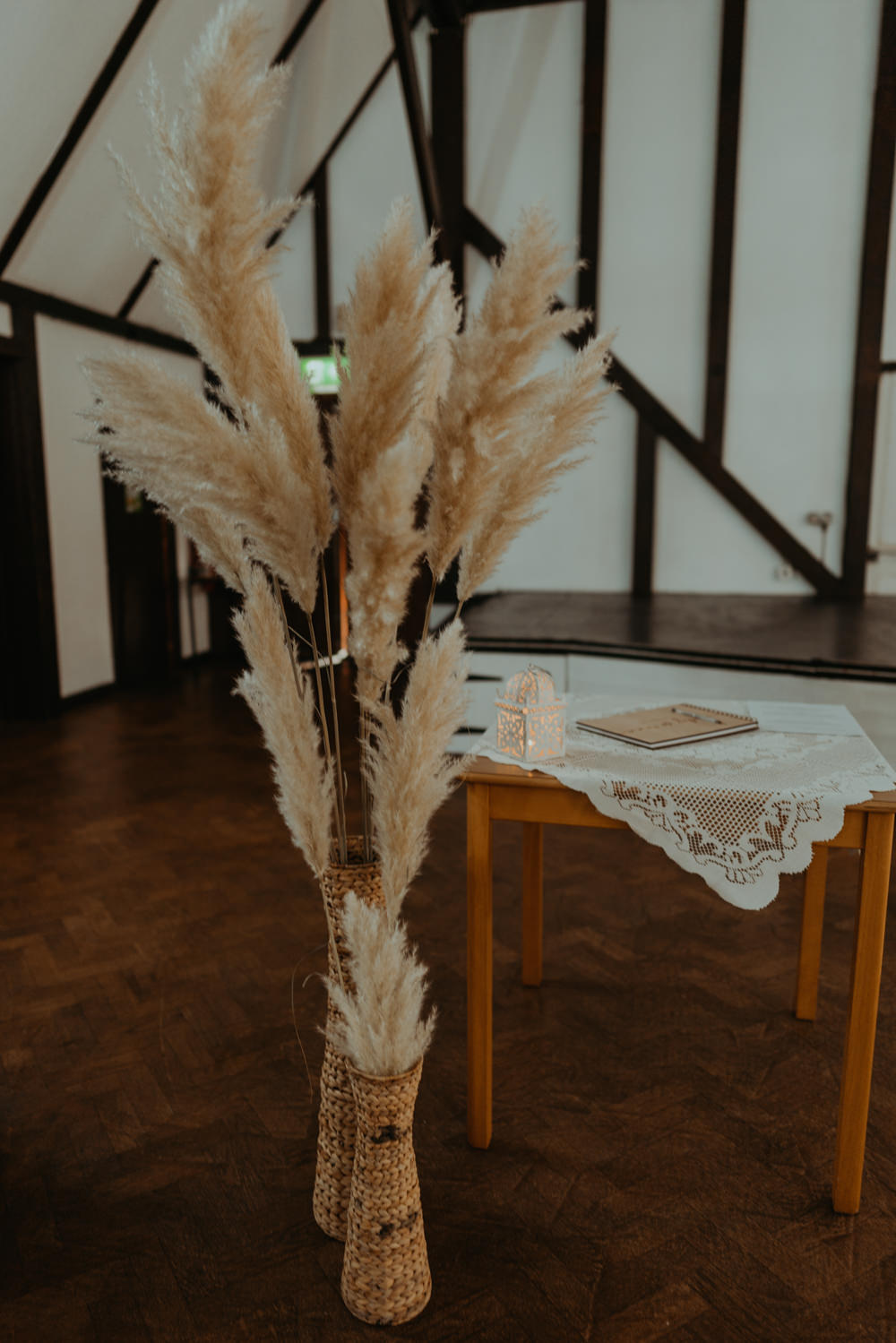 Pampas Grass Decor Barn Didcot Wedding Jen Marino Photography