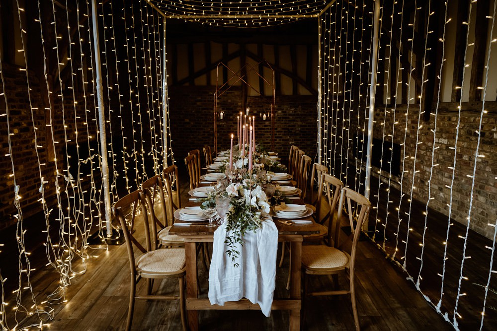 Barn Wedding Lights Sharron Gibson Decor Lighting Canopy Tunnel Table Decor Greenery Candles