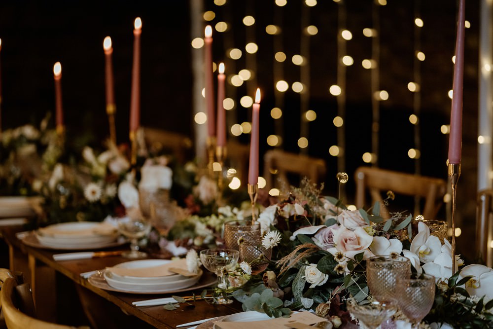 Decor Lighting Canopy Tunnel Table Decor Greenery Candles Barn Wedding Lights Sharron Gibson