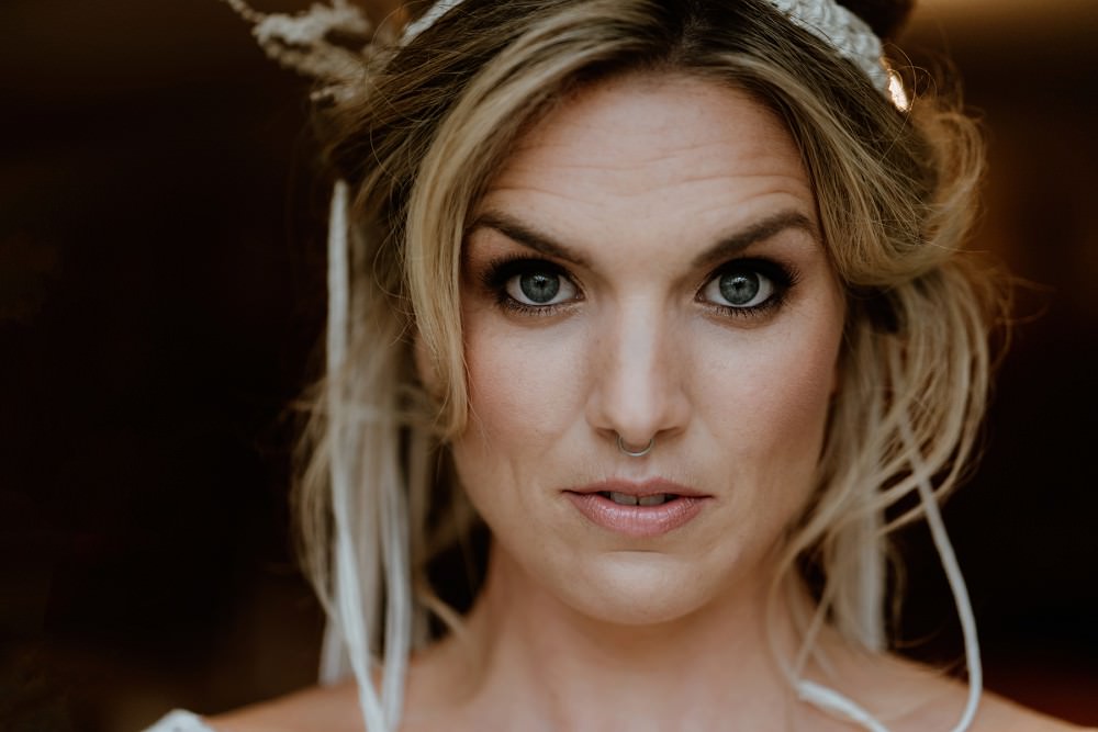 Bride Bridal Make Up Barn Wedding Lights Sharron Gibson