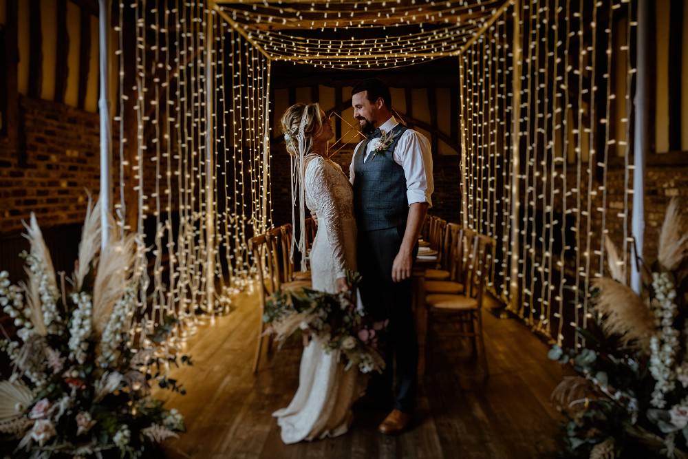 Decor Lighting Canopy Tunnel Table Decor Greenery Candles Barn Wedding Lights Sharron Gibson