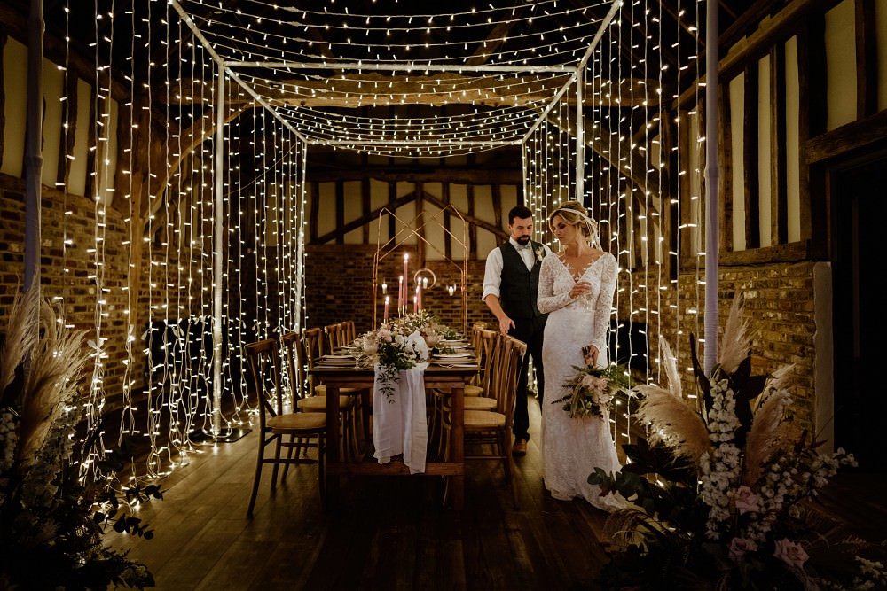 Barn Wedding Lights Sharron Gibson Decor Lighting Canopy Tunnel Table Decor Greenery Candles