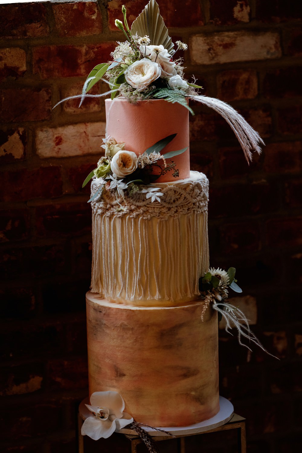 Macrame Floral Cake Barn Wedding Lights Sharron Gibson