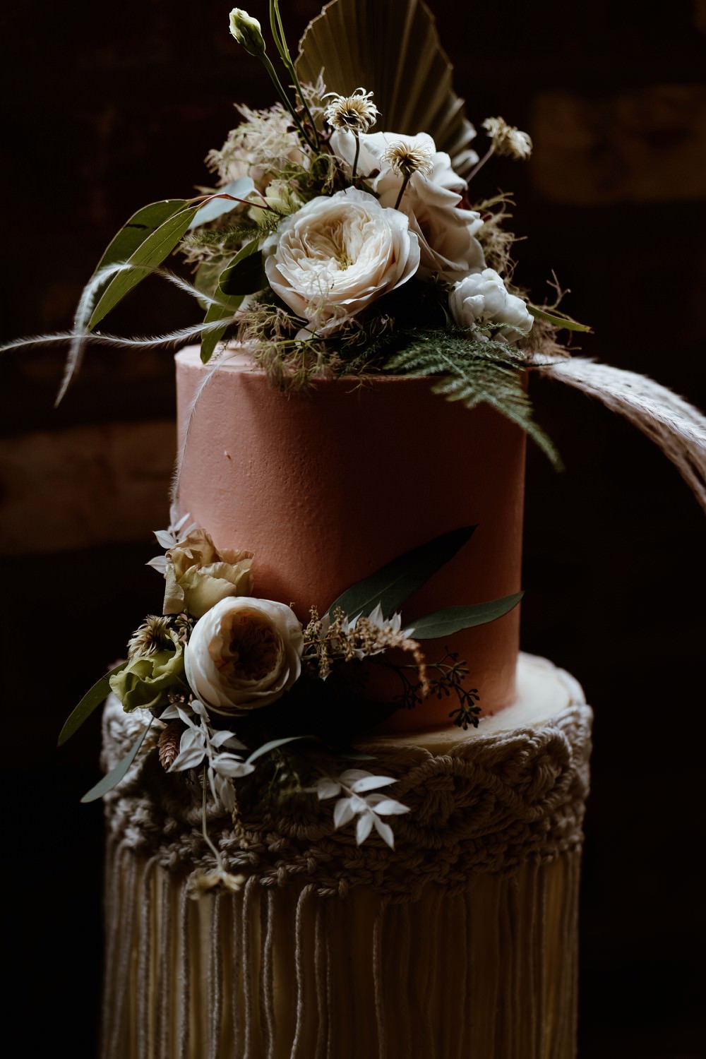 Macrame Floral Cake Barn Wedding Lights Sharron Gibson