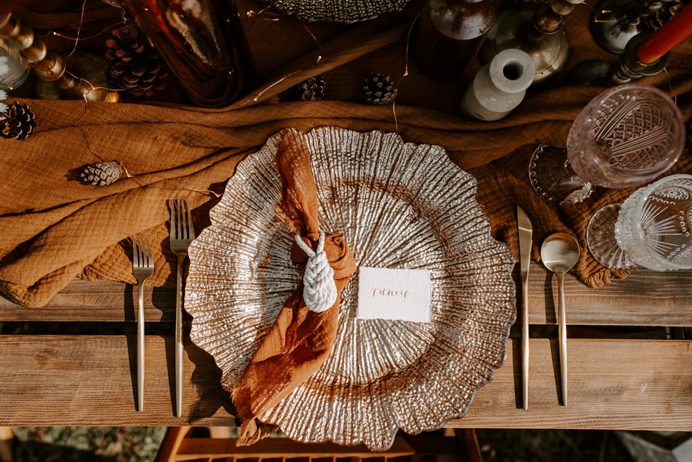 Table Tablescape Decor Rust Flowers Candles Place Setting Burnt Orange Wedding Ideas Laura Williams Photography