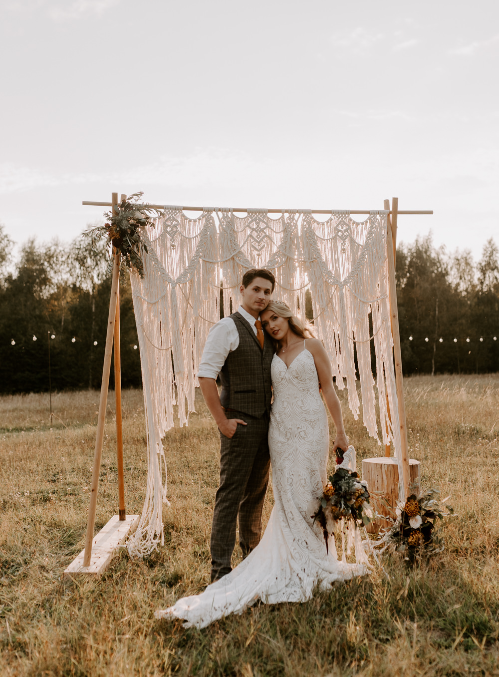 Burnt Orange Wedding Ideas Laura Williams Photography Macrame Backdrop Frame Flowers Decor