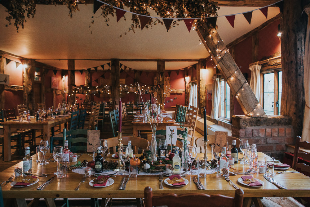 Decor Bunting Fairy Lights Cider Barn Wedding Electric Blue Photos