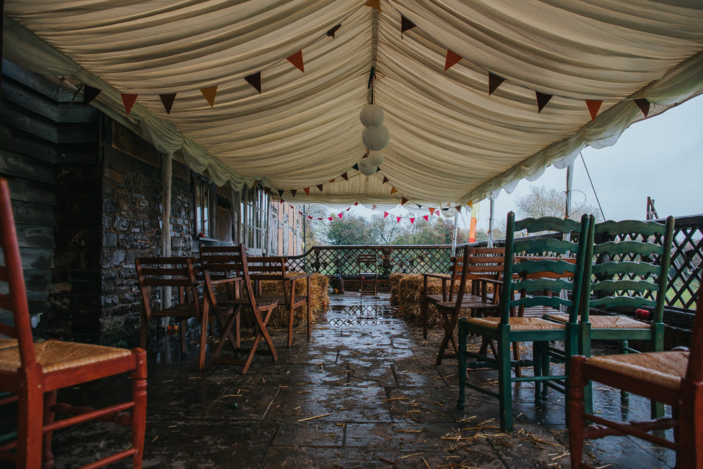 Ceremony Bunting Cider Barn Wedding Electric Blue Photos