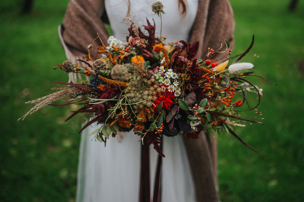 Bouquet Flowers Bride Bridal Autumn Autumnal Cider Barn Wedding Electric Blue Photos