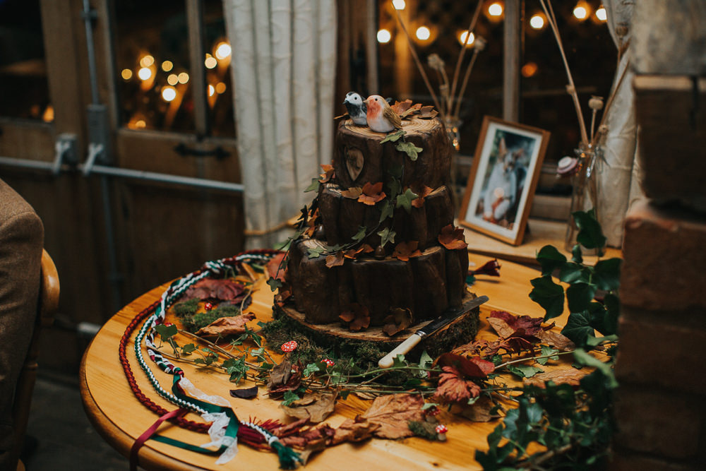 Chocolate Log Stump Cake Cider Barn Wedding Electric Blue Photos