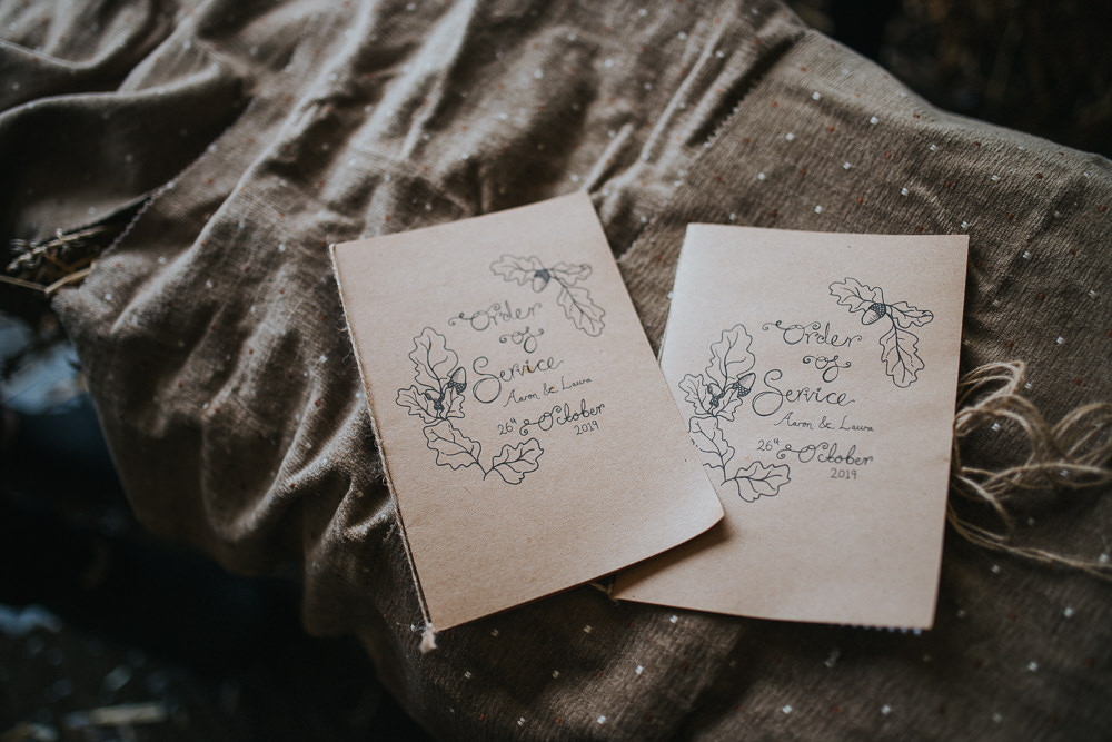 Order of Service Booklet Cider Barn Wedding Electric Blue Photos