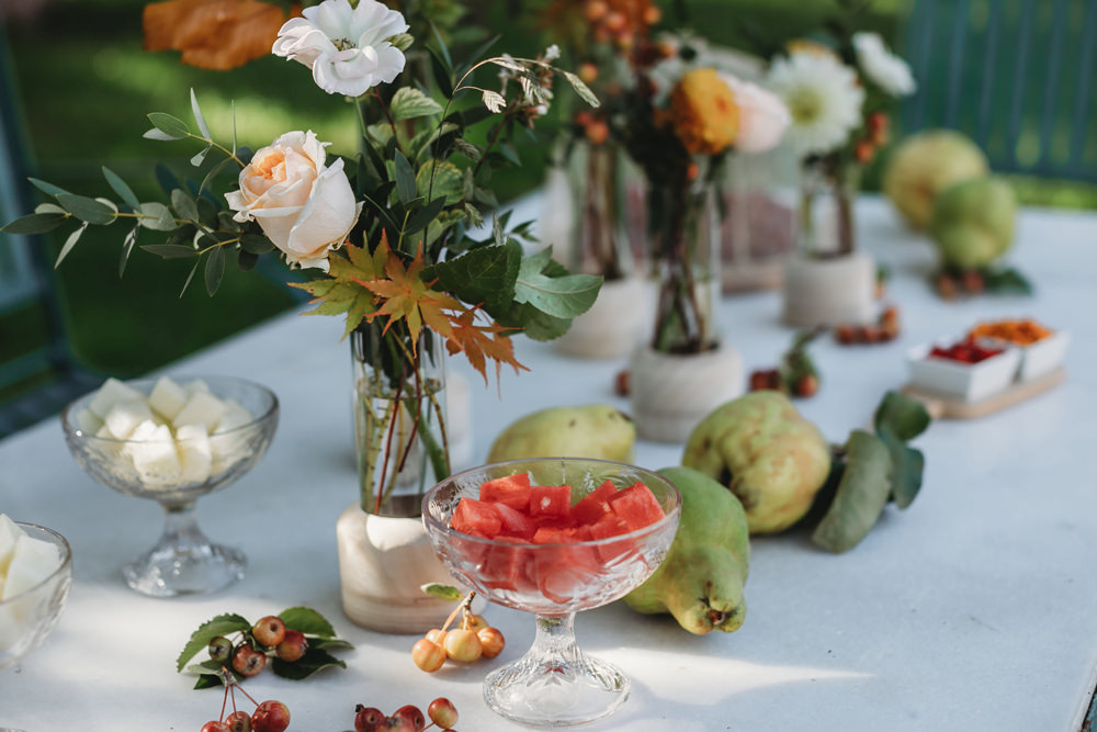 Table Decor Fruit Flowers Intimate Wedding Spain Ofelia Matos