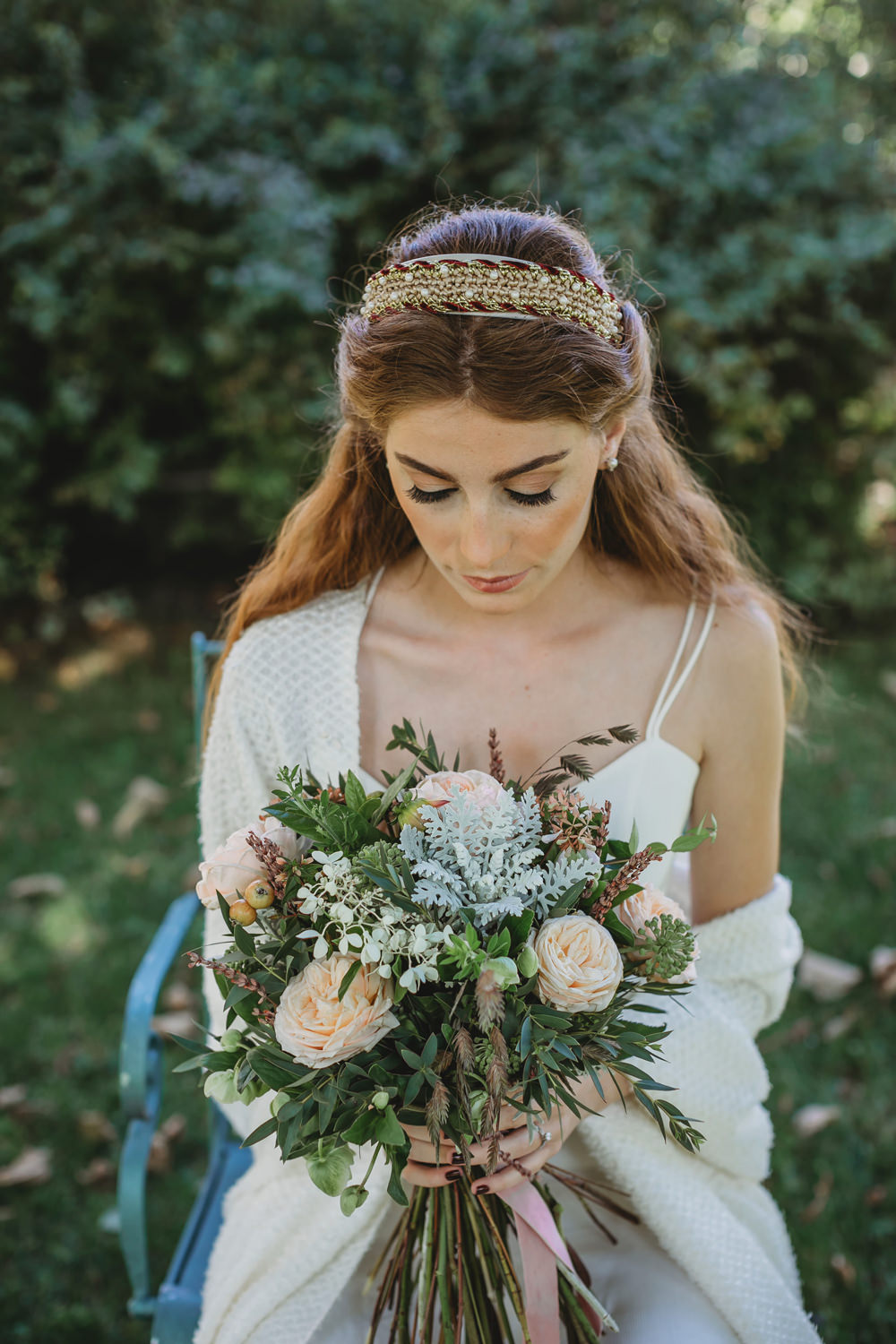Bride Bridal Bouquet Rose Ribbon Foliage Intimate Wedding Spain Ofelia Matos
