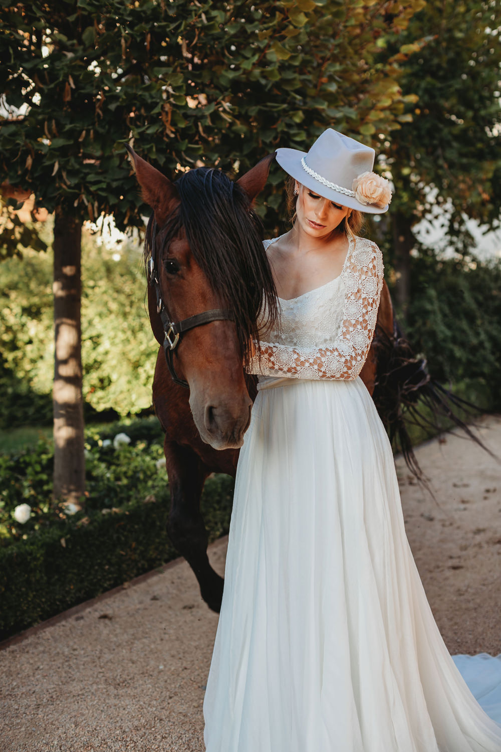 Bride Bridal Dress Long Sleeves Hat Intimate Wedding Spain Ofelia Matos