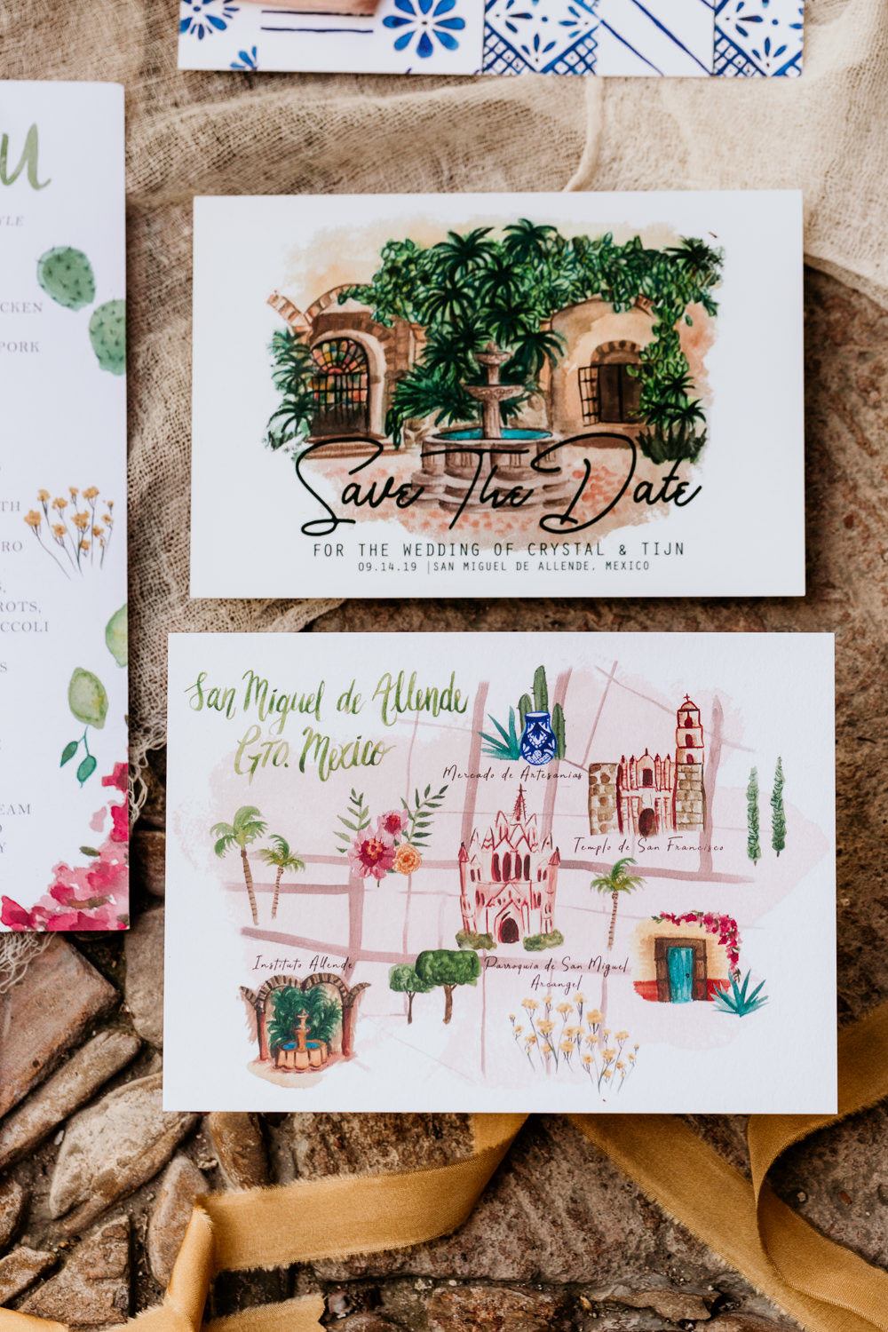 Stationery Invite Invitations Illustrated Map Mexico Destination Wedding Pierce Weddings