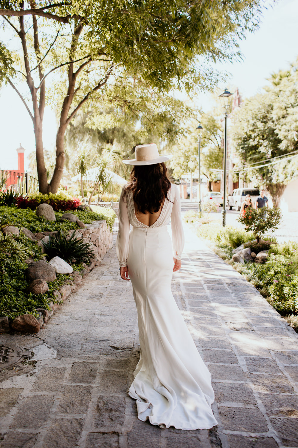 Dress Gown Bride Bridal Veil Long Sleeves Hat Mexico Destination Wedding Pierce Weddings