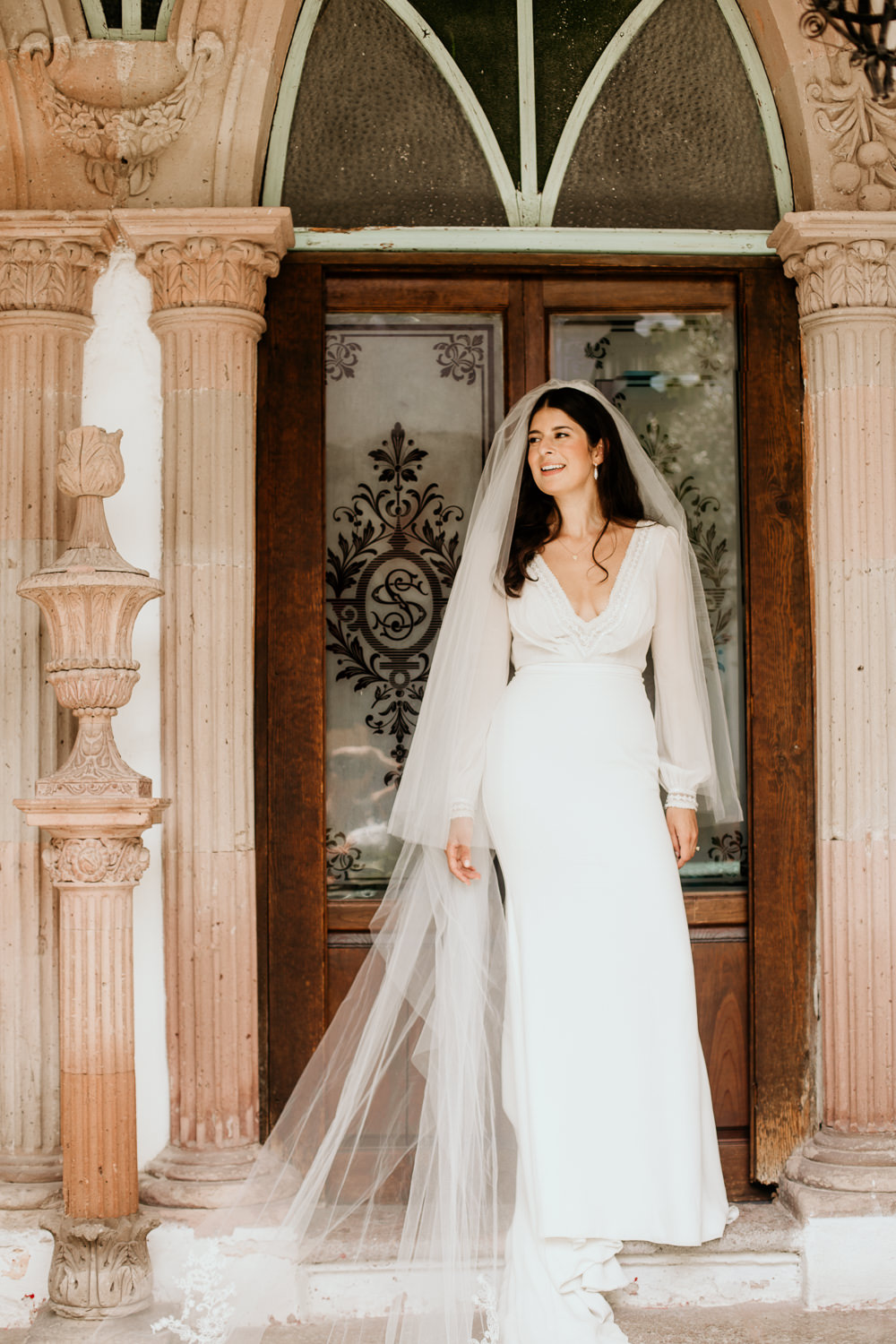 Dress Gown Bride Bridal Veil Long Sleeves Mexico Destination Wedding Pierce Weddings