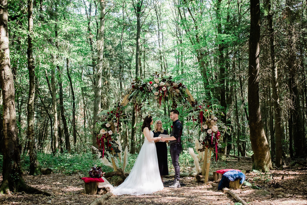 Flower Arch Backdrop Red Greenery Ceremony Aisle Non Traditional Wedding Ideas Becky Wright