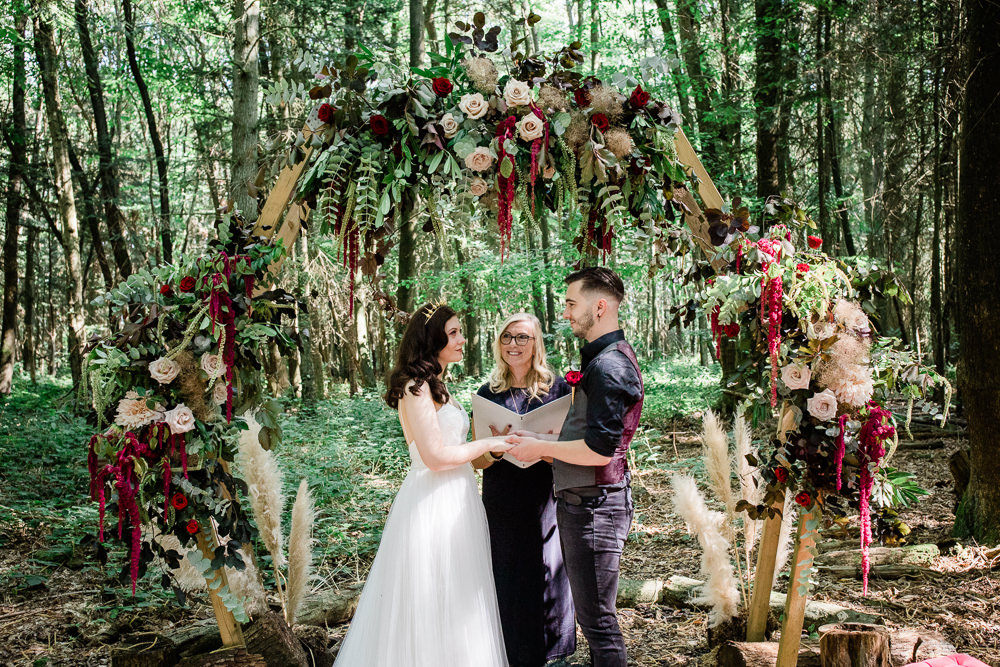 Flower Arch Backdrop Red Greenery Ceremony Aisle Non Traditional Wedding Ideas Becky Wright