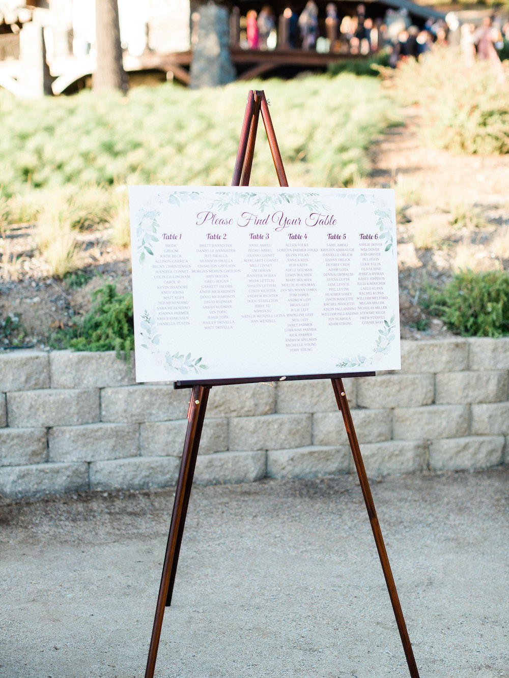 Table Plan Seating Chart Easel Pacific Coast Wedding Mallory Miya Photography
