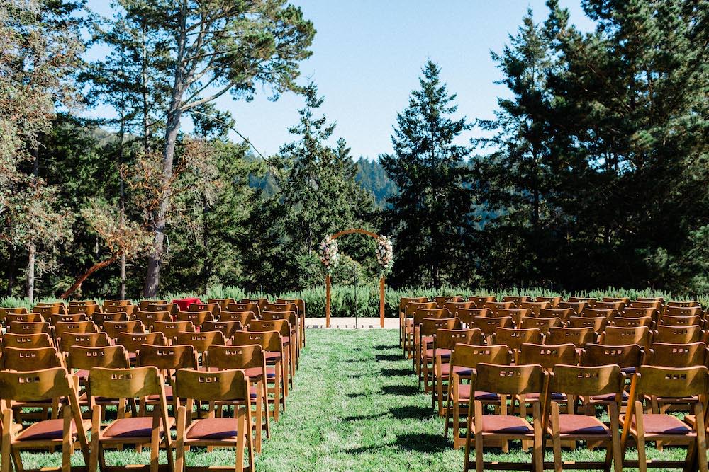 Outdoor Ceremony Flower Arch Pacific Coast Wedding Mallory Miya Photography
