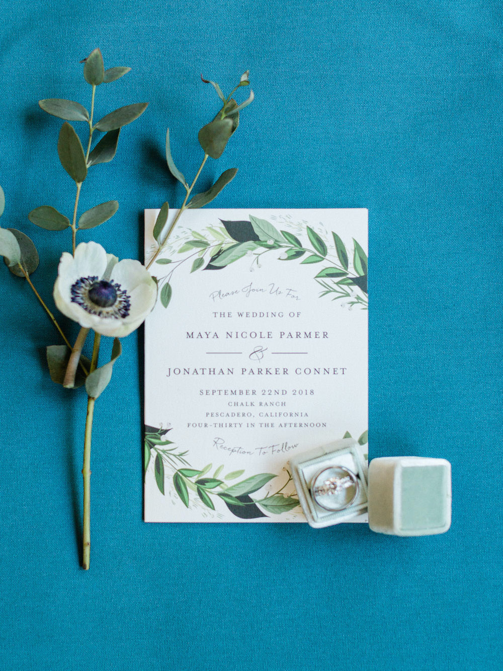 Stationery Invite Invitation Botanical Pacific Coast Wedding Mallory Miya Photography