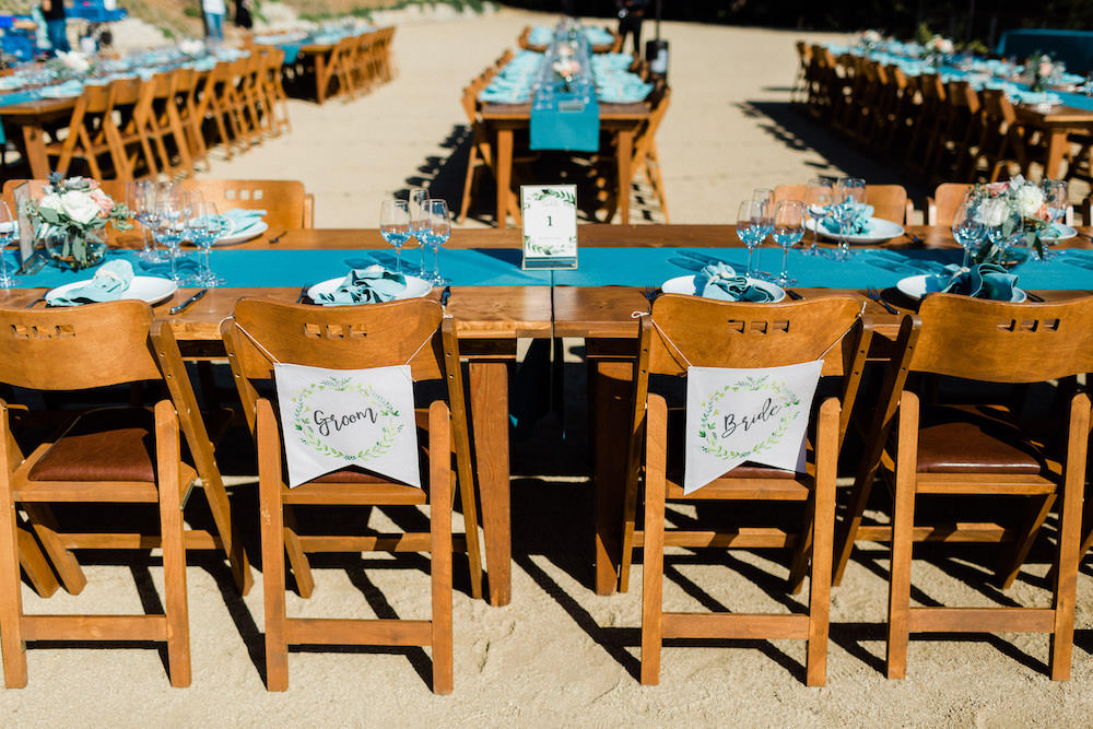 Chair Banners Signs Pacific Coast Wedding Mallory Miya Photography