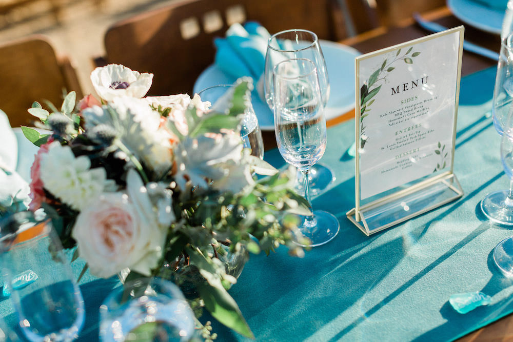 Centrepiece Flowers Decor Pacific Coast Wedding Mallory Miya Photography