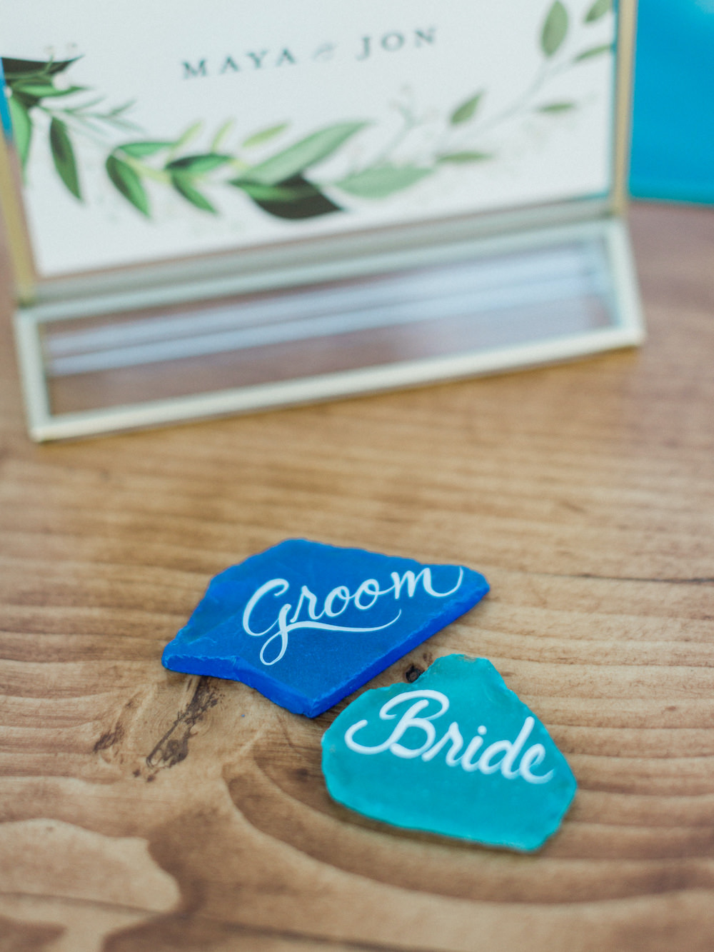 Place Names Blue Calligraphy Pacific Coast Wedding Mallory Miya Photography