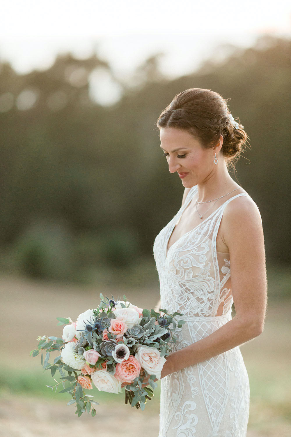 Dress Gown Bride Bridal Lace Pacific Coast Wedding Mallory Miya Photography