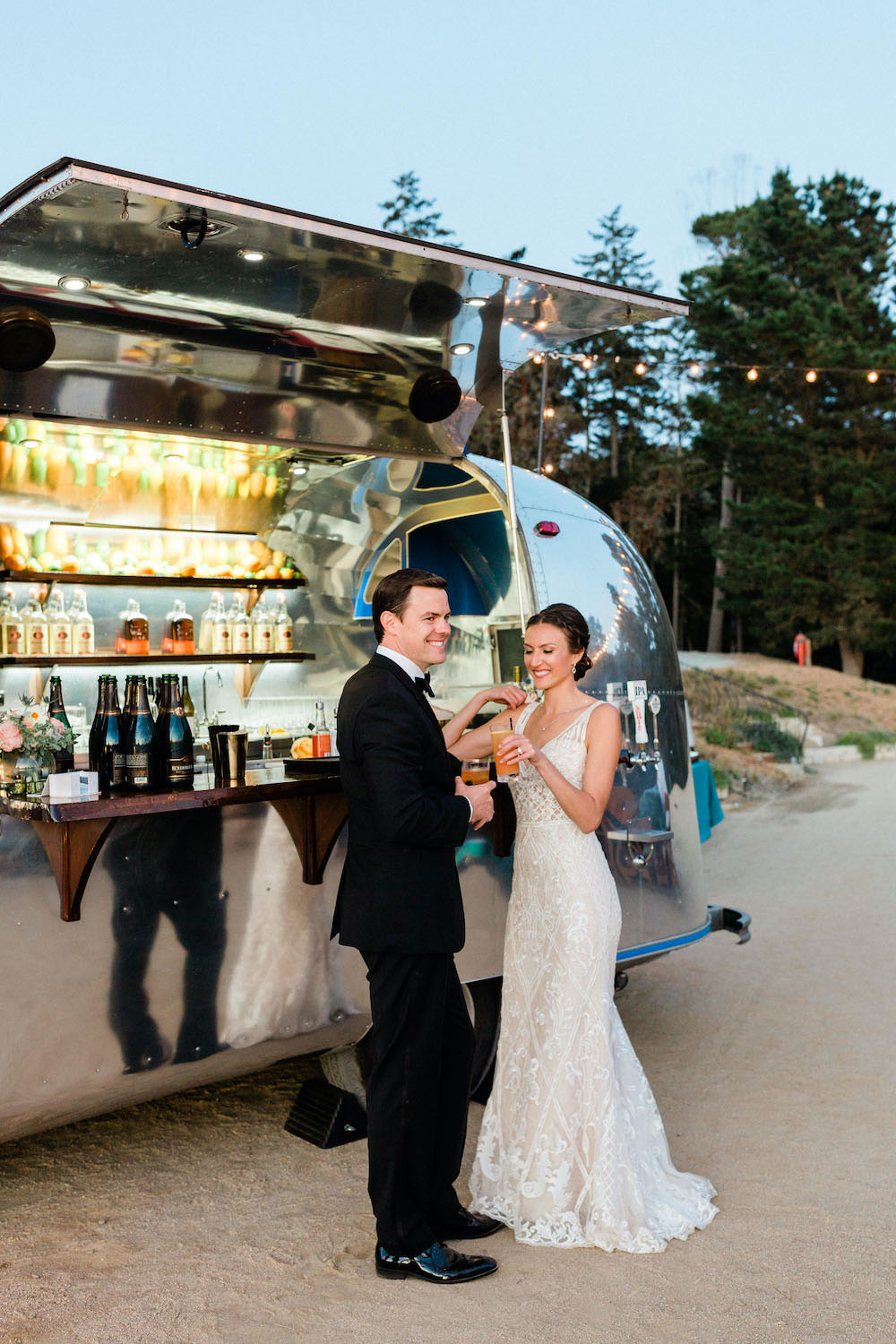 Airsteam Trailer Bar Drinks Pacific Coast Wedding Mallory Miya Photography