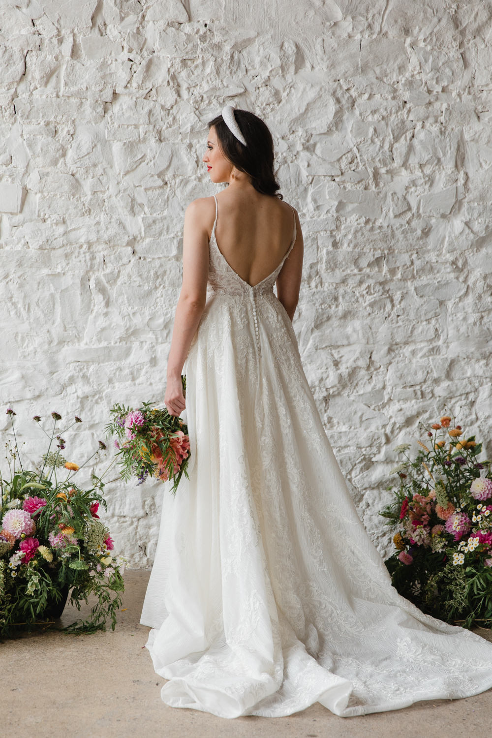 Dress Gown Bride Bridal Train Rainbow Wedding Ideas Michelle Huggleston Photography