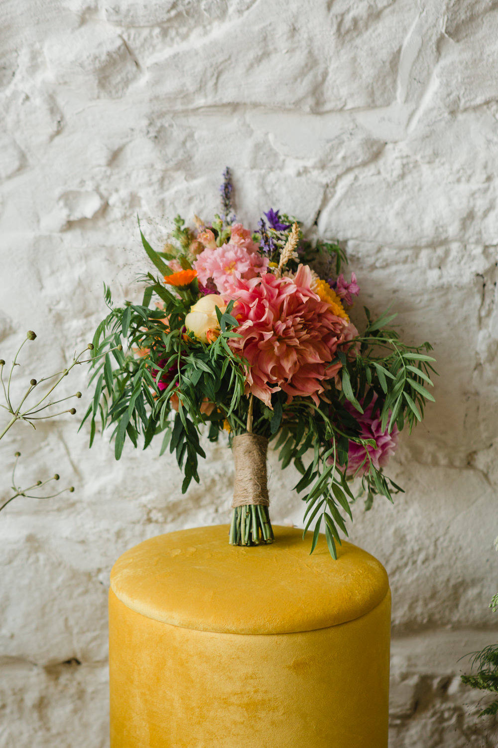Bouquet Flowers Bride Bridal Dahlia Colourful Rainbow Wedding Ideas Michelle Huggleston Photography