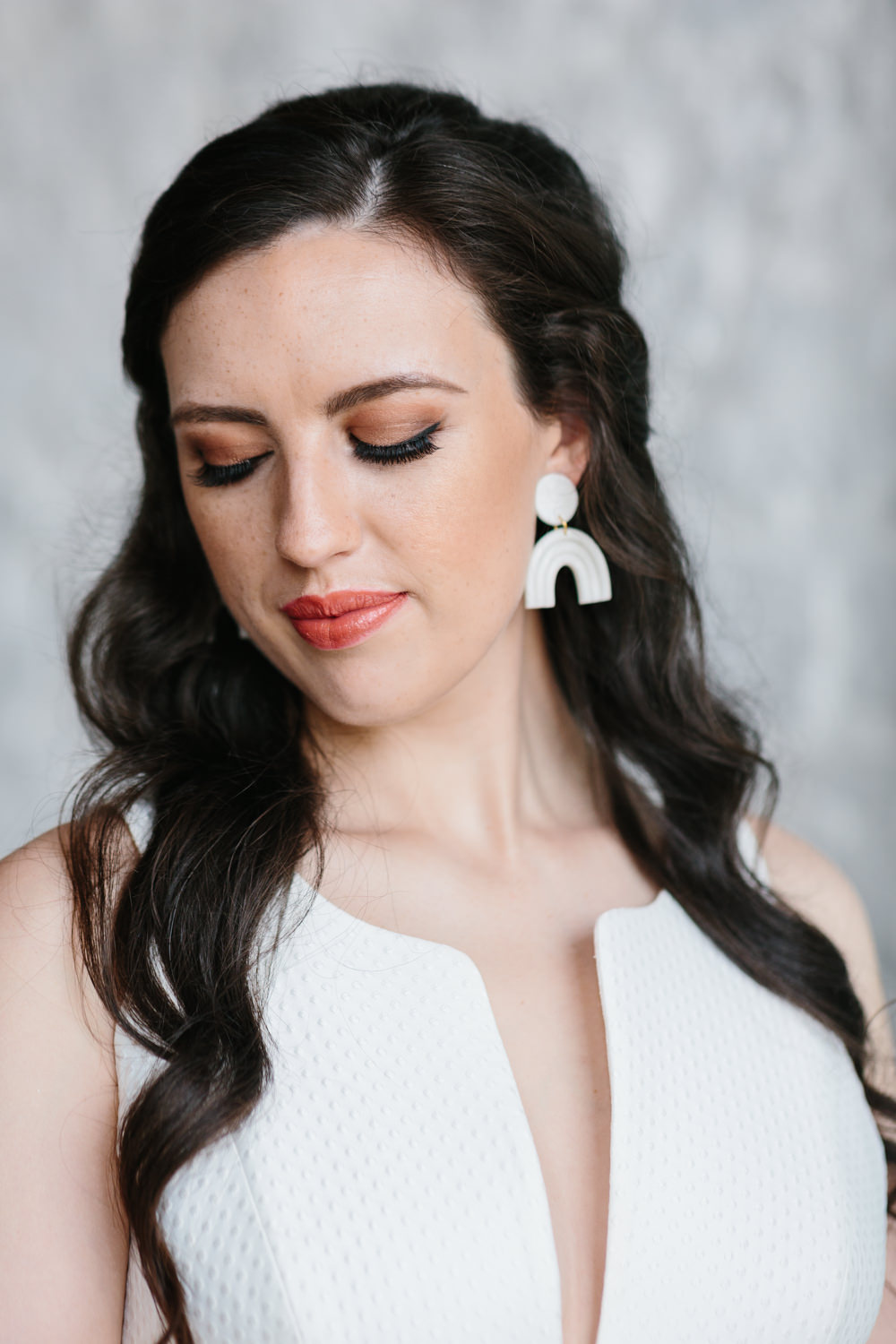 Bride Bridal Make Up Earrings Rainbow Wedding Ideas Michelle Huggleston Photography